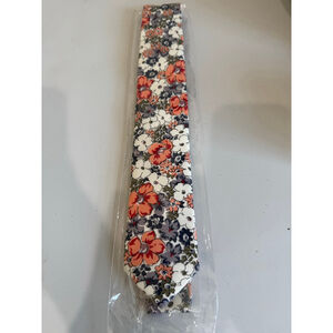 Men's Unbranded Floral Skinny Tie One Size peach blue Grey White Cotton